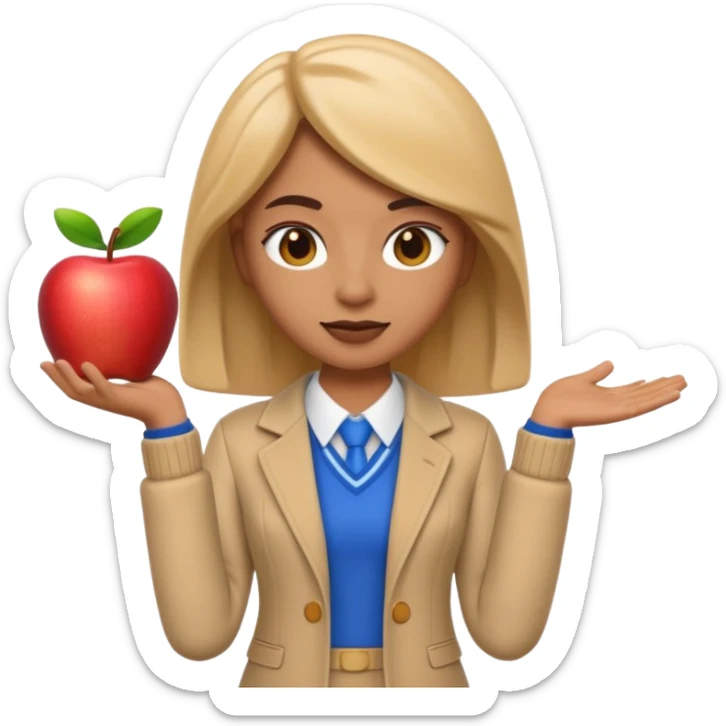 A 3D emoji with a apple Memoji style that the depicts a person who is learning to become a fashionista as her highchool extended profile. She is young in a highschool age. sticker