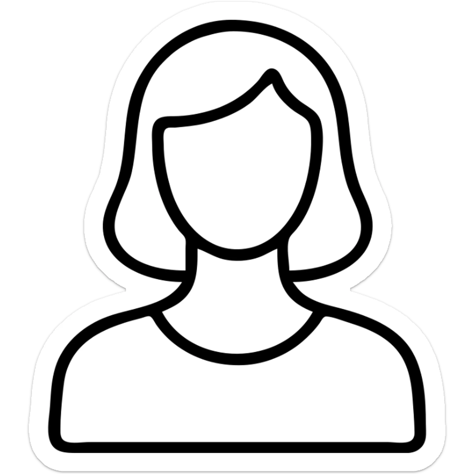 Add a soft pink background and pink accents to the silhouette of a female, keeping the outline style simple and elegant. sticker