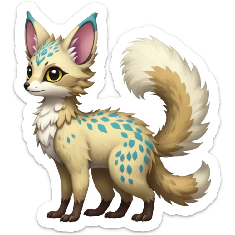 Feral Rare Fantasy colorful Vernid-Trico-species by LiLaiRa, random markings, tufted tail, tufted ears, full body sticker