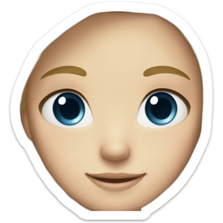 A whale as a staffed animal with a blonde girl with blue eyes and blond hair sticker