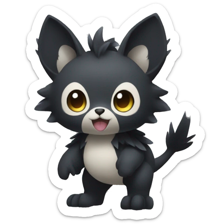 Cute cool fantasy dark-themed animal hybrid Fakemon full body sticker