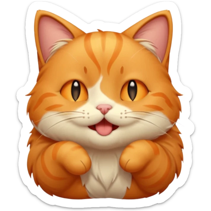 Cute, sleepy orange cat emoji for Discord, droopy eyes, tiny yawn, fluffy fur, cartoonish chibi style, clear at small size.
 sticker