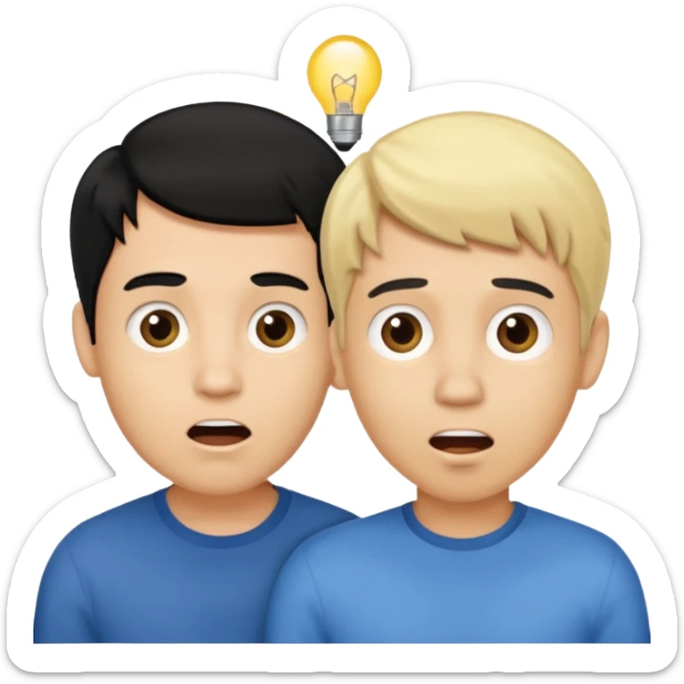 light skin black hair man surprised talking with a light skin and blonde hair man sticker