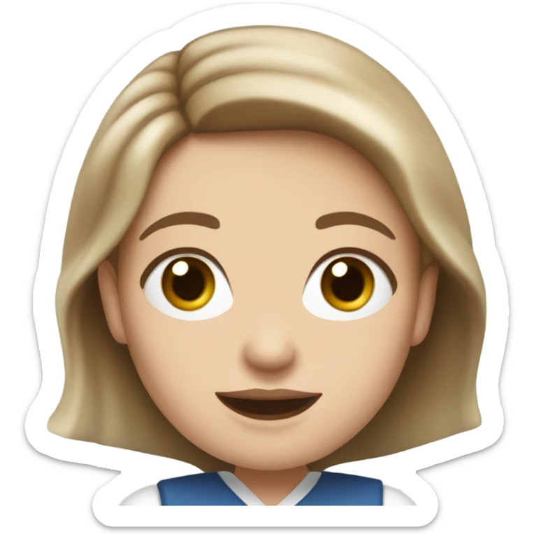 White girl Brown hair blue eyes eating Tofu salad sticker