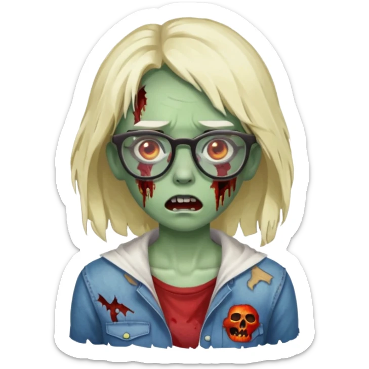 zombie with glasses girl sticker