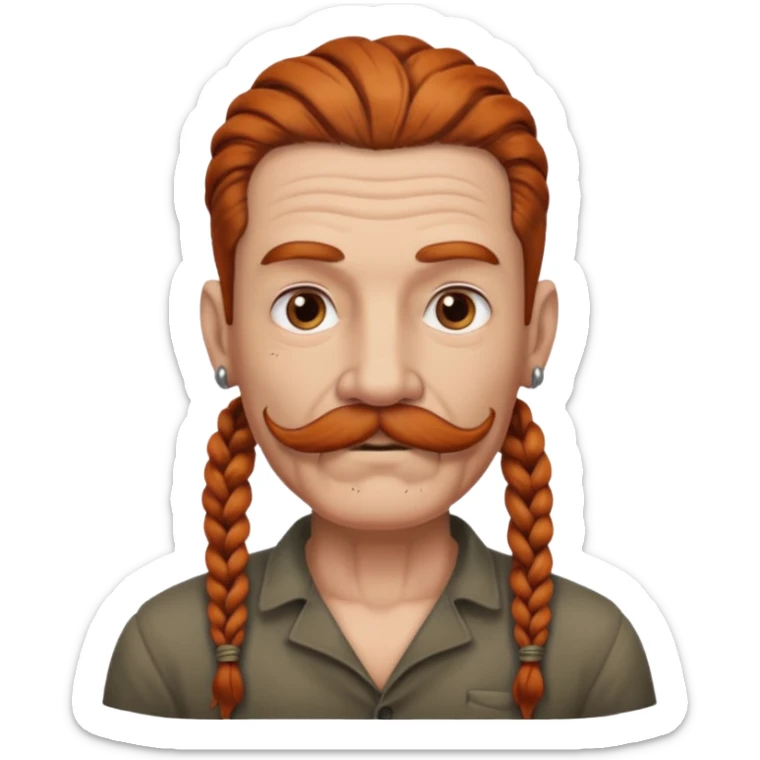 gray color mstache dark ginger braids man very gray mustache old very tattoed with the whitest mustache ever sticker