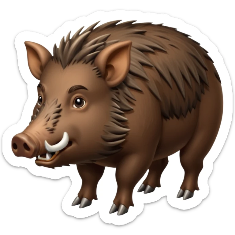 An emoji of a large wild boar, representing hunting in ancient European forests. sticker