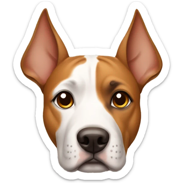 a beautiful dog with brown eyebrows of the Amstaff breed with uncapped ears sticker