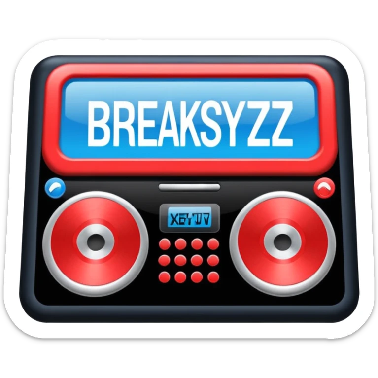 un gif texte qui défile  "BREAKSTYLEZ TV"  change de couleur sur fond noir sur le theme dj sticker