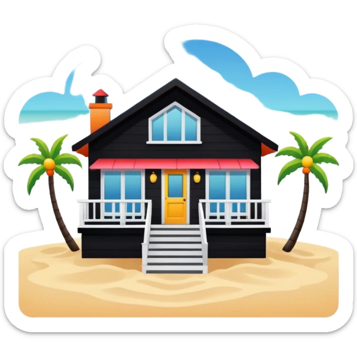 beach house house no trees not wooden like cartoonish almost only the front sticker