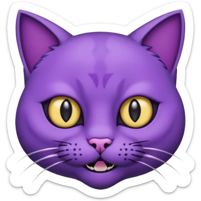 Scary purple cat fully black eye and with mouth a moon Nekless sticker