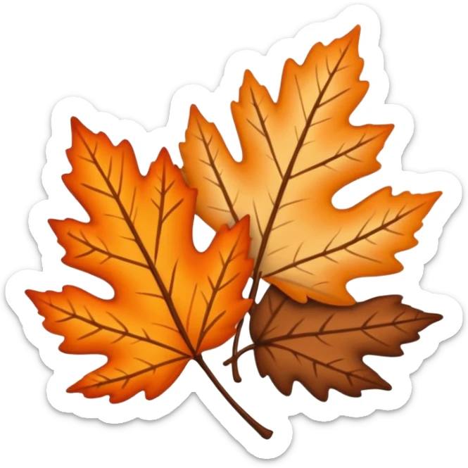 A kawai sticker autumn leaves around it, cozy fall colors (orange, brown, beige), playful and modern style, glossy finish, minimalistic but expressive, symbolizing a Fall Reading Challenge. sticker