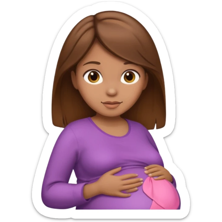 pregnant woman with brown hair and light brown skin sticker