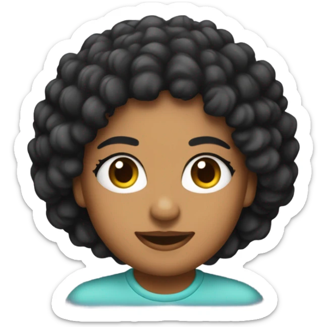 Morenita, afro rizado, nariz gordita, ojos negros  sticker