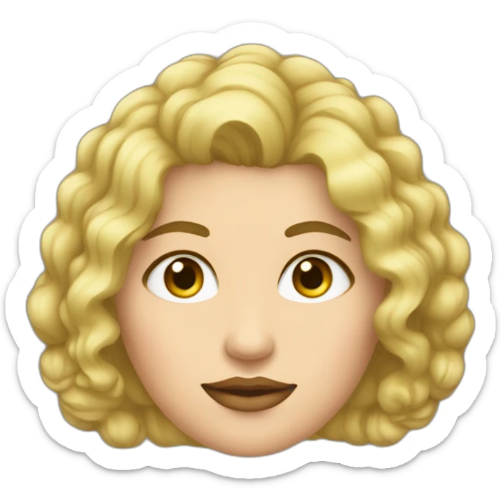 Mujer gordita pelo corto rizado rubio ojos grandes verdes sticker