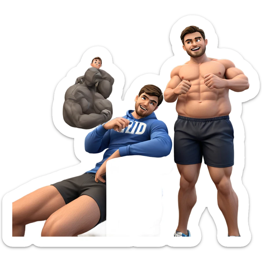 muscular boys indoors together sticker