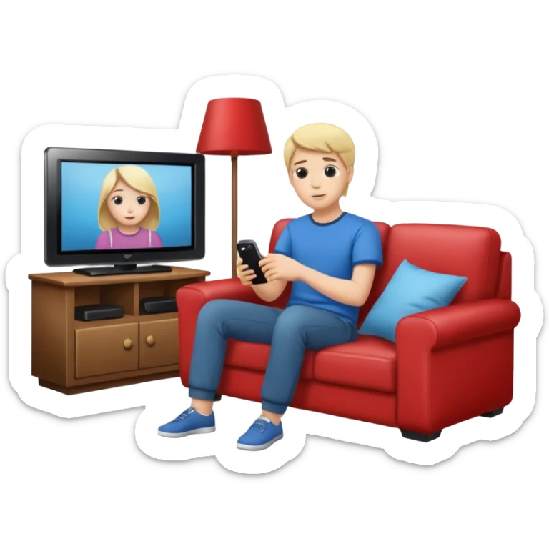 person watching a movie on the TV in their living room sticker