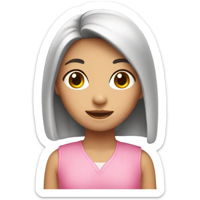 Short asian girl wearing pink  sticker