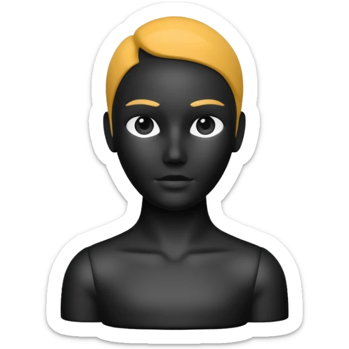 Matte black mannequin in the style of a default avatar. Monochrome with no lines. sticker