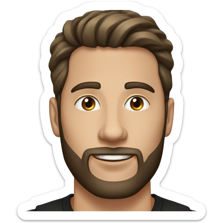 dark hair and beard (white man) handsome 30 year old wearing a black shirt with silver hoop earrings and a silver chain necklace sticker