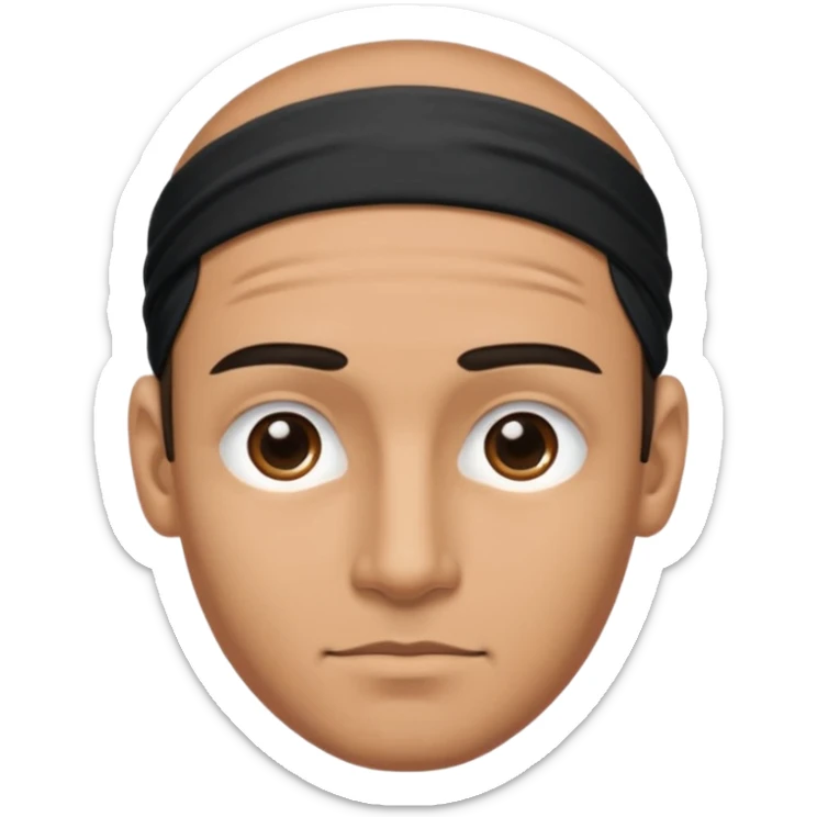 necesito la cara de un hombre con una vincha de color negro en la frente. la vincha tiene que ser angosta y tiene que estar en la frente del hombre, arriba de los ojos y abajo del pelo. sticker