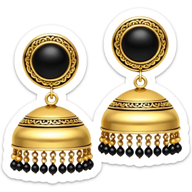 A small beautiful jhumka pair in golden black color with very  no stones design... Liie in the image.., sticker