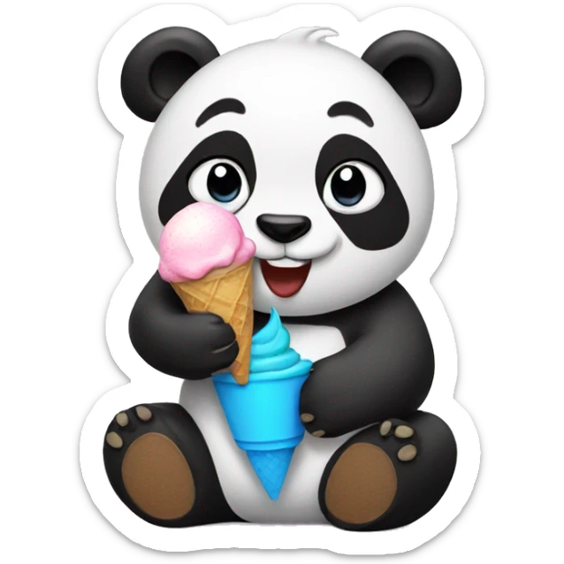Panda eating ice cream sticker