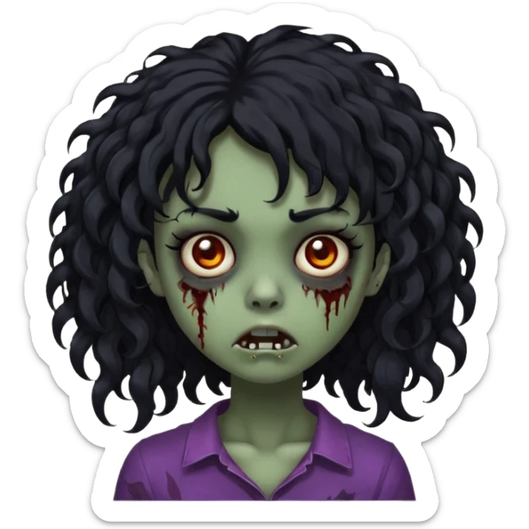 girl, zombie, black hair, medium long,...
girl  zombie, black hair, medium long curly, emo, shaggy, dark, spooky, creepy expression emoji created using Al. Copy and paste Boy, zombie, black hair, medium long, emo, shaggy, dark, spooky, creepy expression emoji to use or share on Discord and Slack. sticker