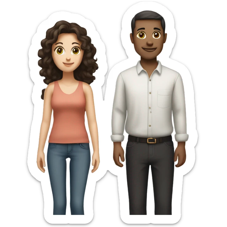 Man with brown hair and hazel green eyes and Woman with brown eyes and black hair both white skin and their 2 kids  sticker