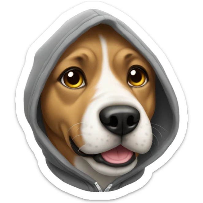 Dog wearing a hoodie sticker