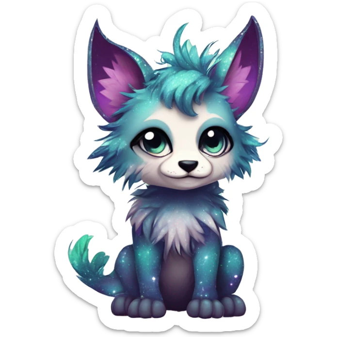 Cool cute Kawaii edgy fantasy animal sparkle fursona Fionbri creature by griffsnuff & LiLaiRa & Falvie full body sticker