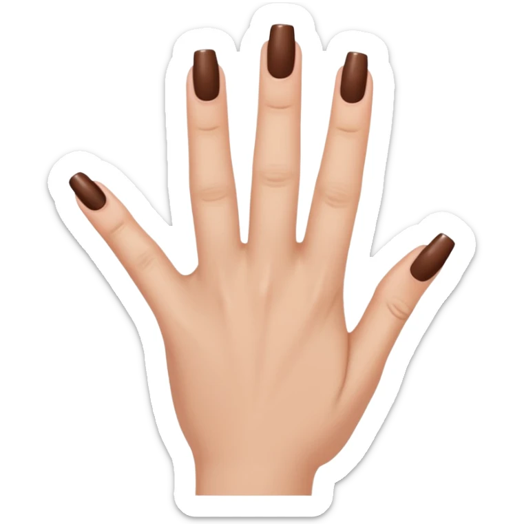 brown nails on a hand with 5 finger, but a pretty and feminine hand, fingers should not be spread apart sticker