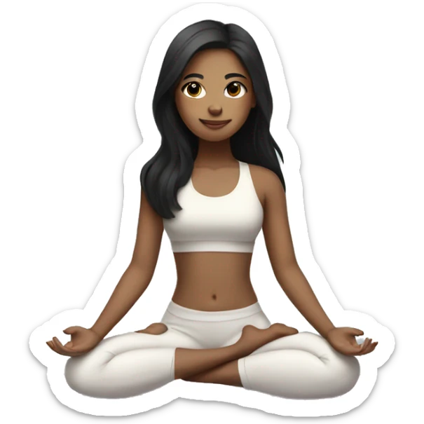 Girl with black hair and light skin doing yoga sticker