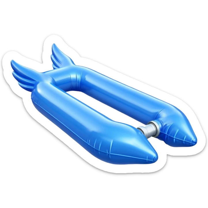 3D render of Water Wings made of shiny inflatable vinyl, visible seam lines, air valve, highly reflective plastic texture, pool toy aesthetic. sticker