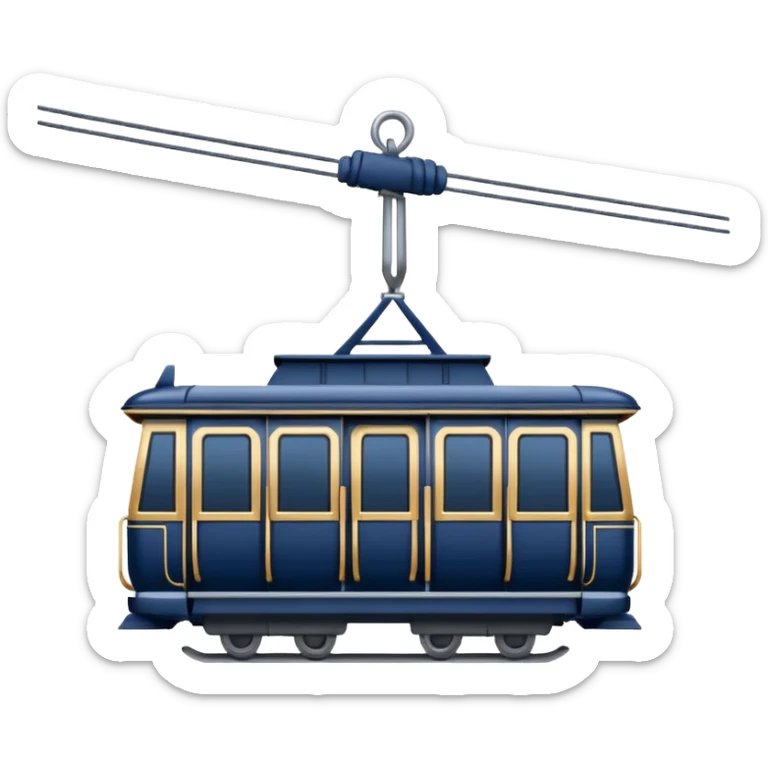 create an emoji of a cable car for a skiregion. dark navy blue colour and the word Lenk on it.  sticker