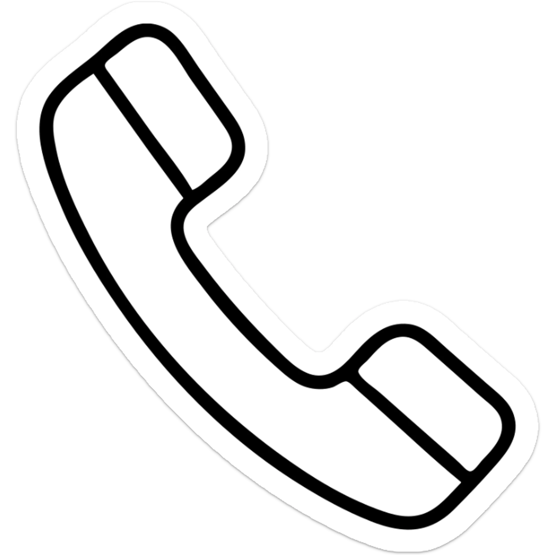 black and white, icon of telephone, minimalistic, thin black border outlines, the design uses thin black outlines for a clean and modern look, white background. c0!0r
 sticker