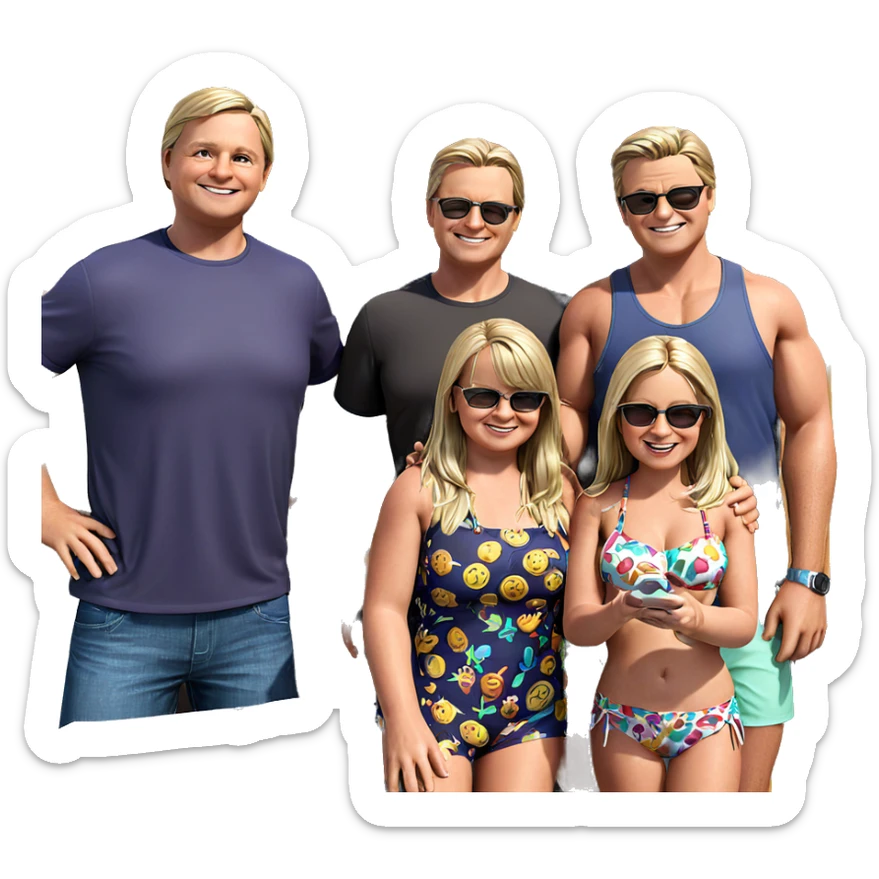 happy summer pool party sticker