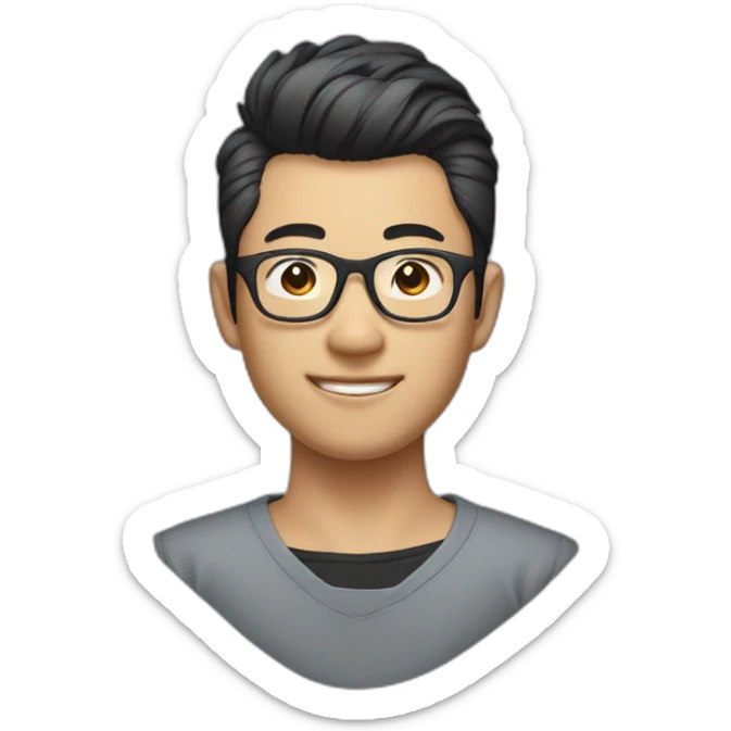 25 year old Asian male with glasses and pompadour hair sticker