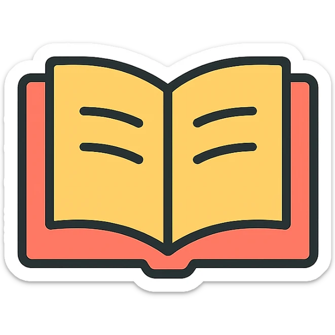 libro abierto, icono lineal colorido, estilo icono lineal con contornos negros sticker