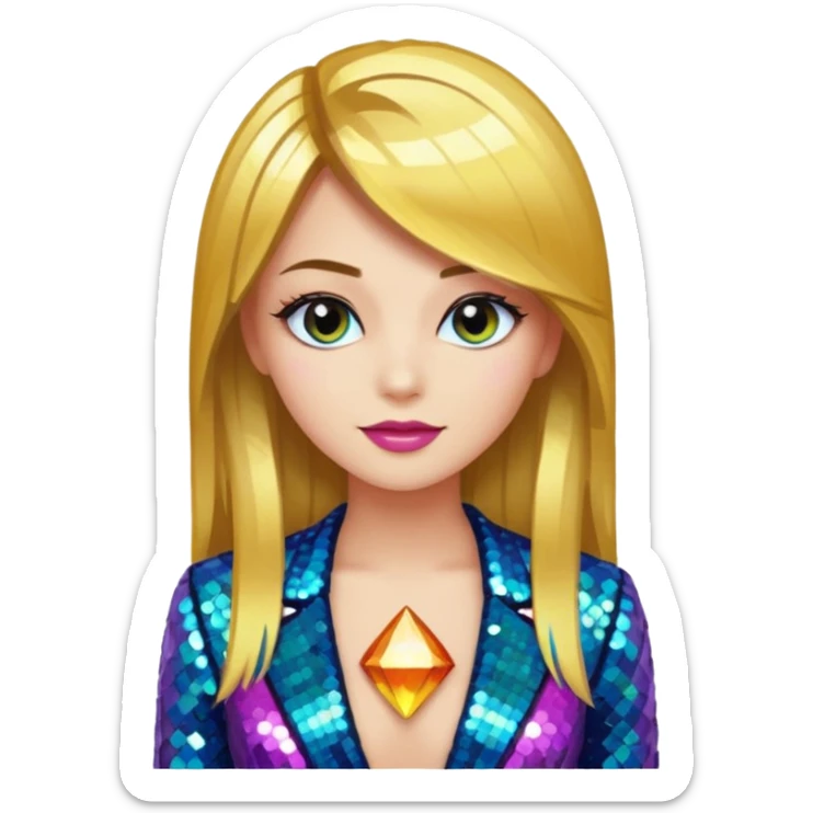 fancy straight  hair girl with night club outfits sticker