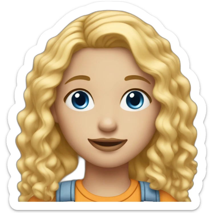 girl with long blonde wavy,blue eyes,a nose ring and dungarees sticker