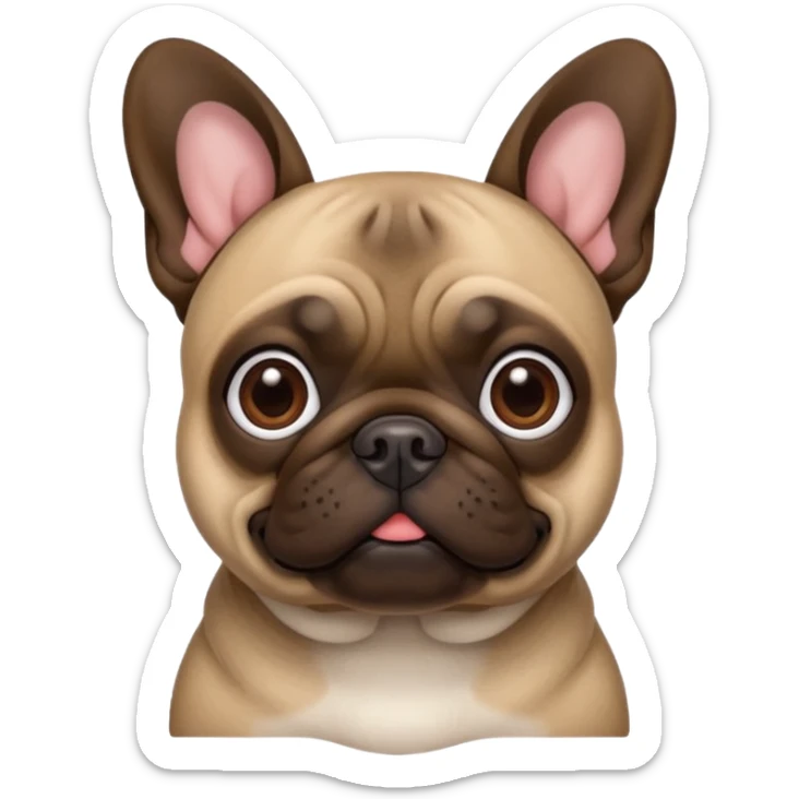 Dark Brown (pug crossed with french bulldog) dog I'd like a 3D emoji sticker