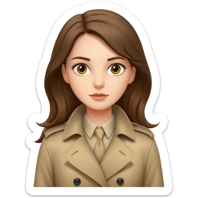 white long brunette hair girl with hazel eyes who is a spy sticker
