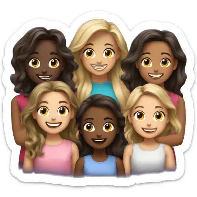 A group of 9 girls happy 2 girls dark sk sticker