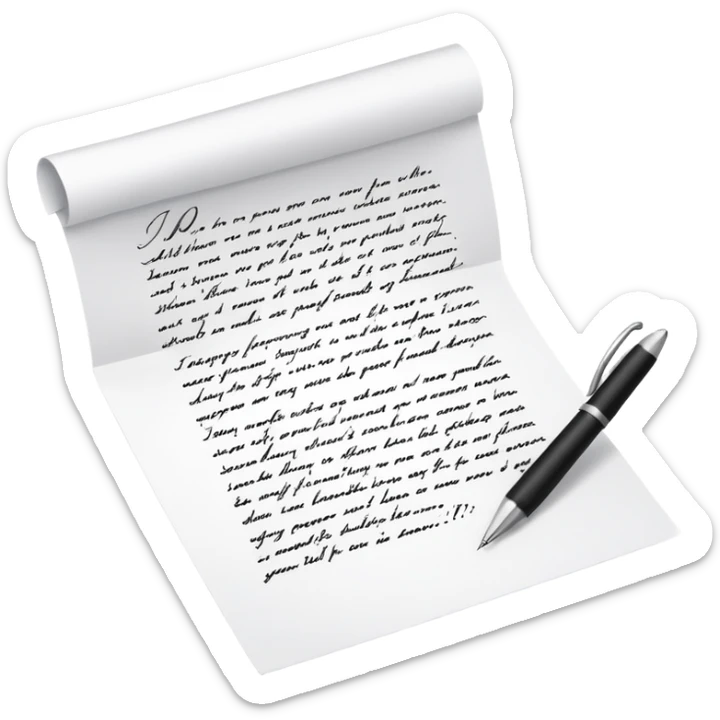 a paper letter with "TO SARAH" text written at the top of the letter, with a pen lying next to it sticker