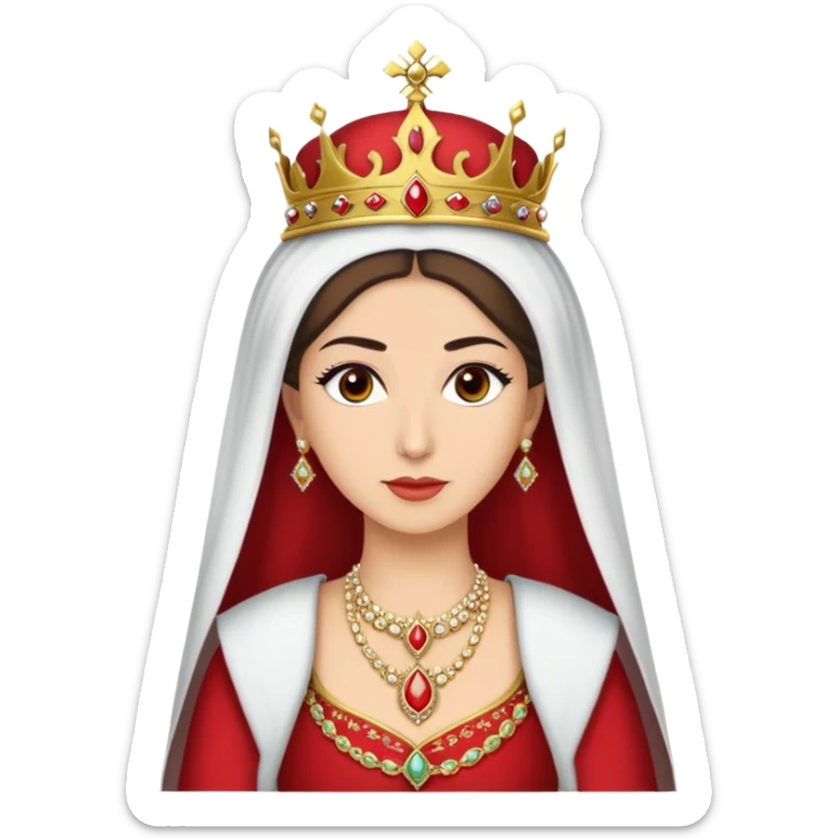 Ottoman queen with red dress and crown, imperial Turkish royal attire sticker