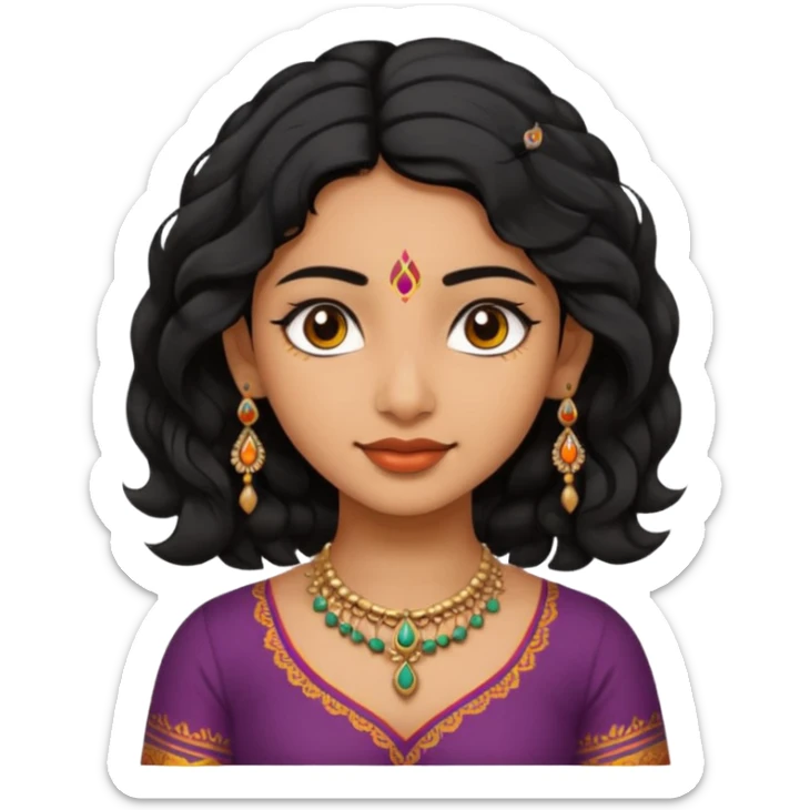 Indian fat girl south Indian wavy short black hair tan darker skin sticker