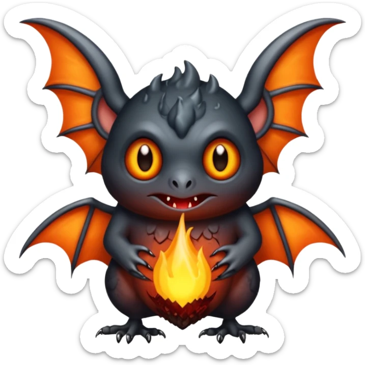 Monstre a corp craquelé fait de lave avec des ailes de chauve-souris et un tête de pierre carbonisé avec une mâchoire carré  sticker