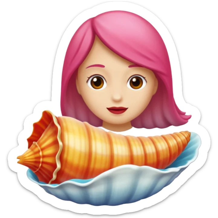 "Un emoji carino di una conchiglia di mare con una piccola rosa rossa su di essa, stile iOS". sticker