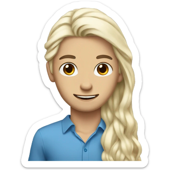 Blue eyed blonde man with a brown eyed girl with silver hair  sticker